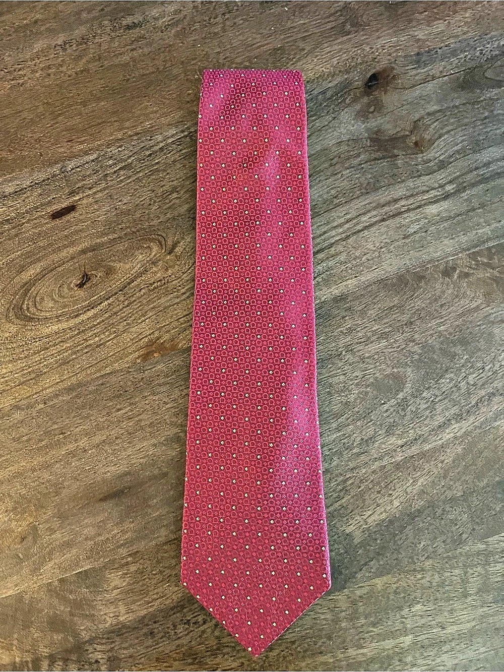 Salvatore Ferragamo Gancini Pattern Silk Tie Men's dark Red